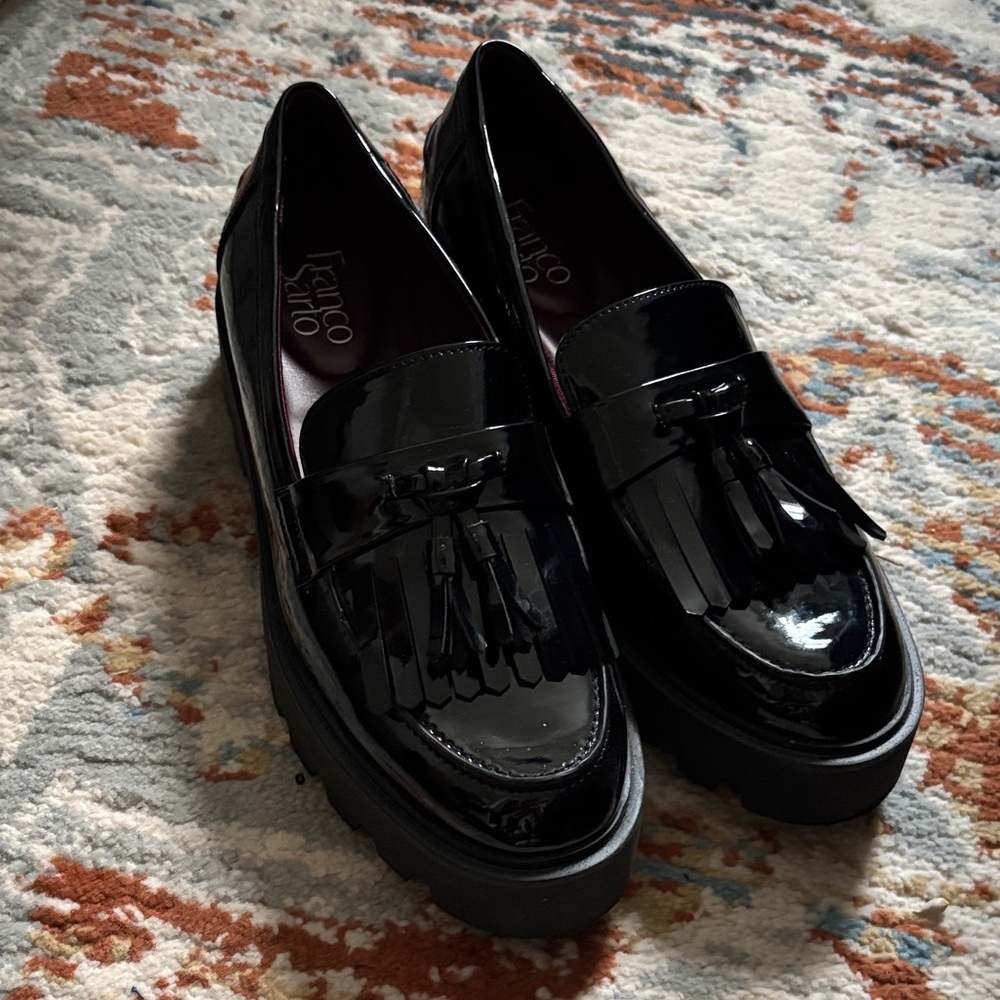 Franco Sarto Black Patent Loafers